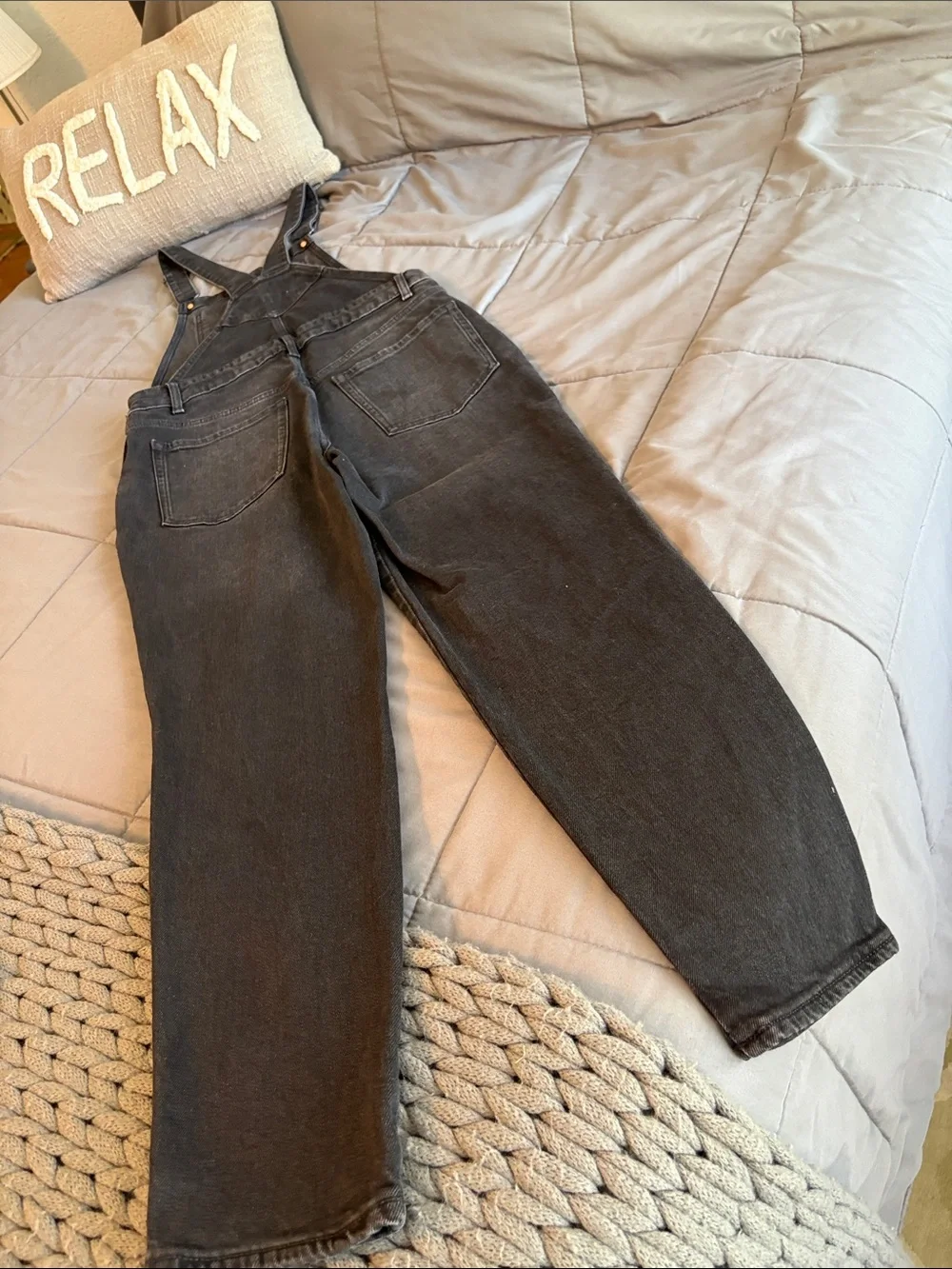 Women NEW 4 Black Overalls Old Navy Slouchy Straight Workwear Non Stretch Denim